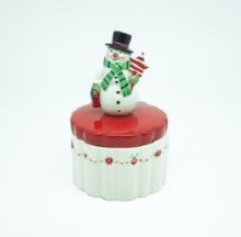 Doceira em Cerâmica Decorativo Boneco de Neve 14cm - PEÇA ÚNICA