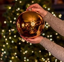 Bola de Natal Acrílico Brilho Dourado 20cm