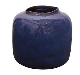 Vaso de Cerâmica Redondo Azul 24x24x23,5cm