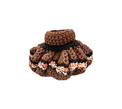 Vaso Em Tecido Tricotado Marrom 22x36cm