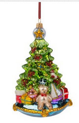 Árvore De Natal Sobre Almofada Em Vidro 18cm