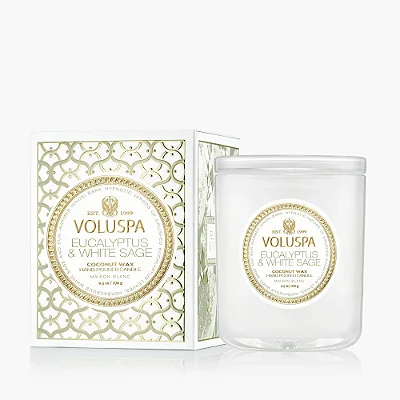 Vela Copo Em Vidro Eucalyptus e White Sage 60 Horas 270g