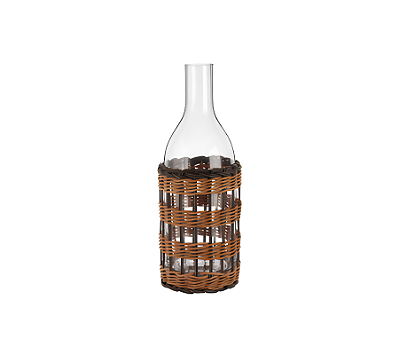 Garrafa Em Vidro Com Protetor Rattan 12x27cm
