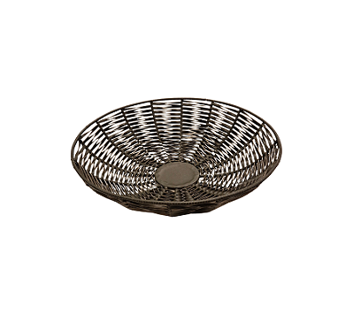 Fruteira Em Couro Redonda Viet Tresse Cinza Escuro 50x13cm