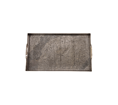 Bandeja Retangular Em Prata Com Fundo Pedra St. James 40x24x4cm
