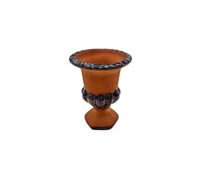 Taça Decorativa Em Cerâmica Terracota Borda Azul 14x11cm