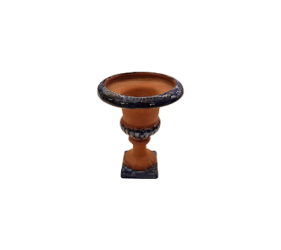 Taça Decorativa Em Cerâmica Terracota Borda Azul 12x9cm