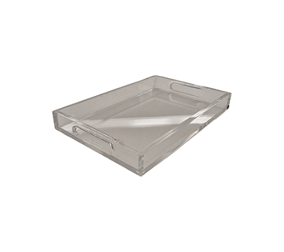 Bandeja De Serviço Retangular Em Acrílico Transparente 33x23x4cm