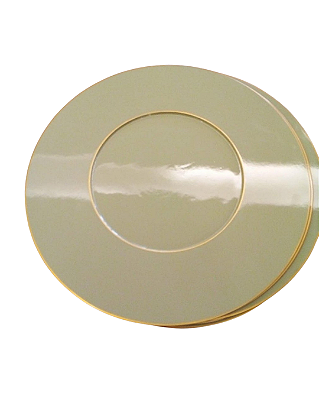 Sousplat Em Madeira Laqueada Militay Com Filete Dourado UNITÁRIO 32cm