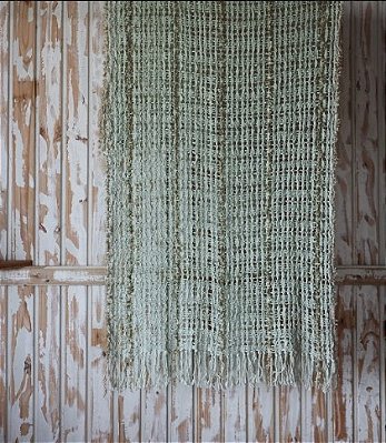 Manta de Poltrona Em Algodão/Lã/Seda Moçambique Verde 68x150cm Pia Laus