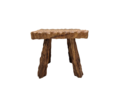 Banqueta Em Madeira Escavada Natural Alta 45x30cm