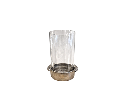 Porta Velas Em Bronze Com Vidro Minuano 41x32x26cm