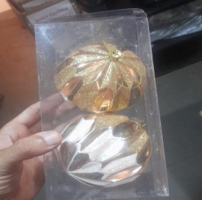 Jogo 2 Bolas glitter Dourado/Branco 10 CM