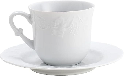 Jogo 6 Xícaras Chá de Porcelana Com Pires Limoges Vendange 200ml Wolff