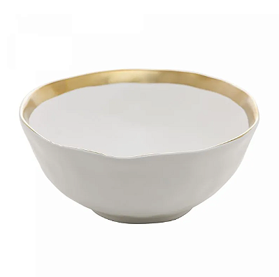 Bowl de Porcelana Dubai Branco e Dourado 15x7cm Wolff