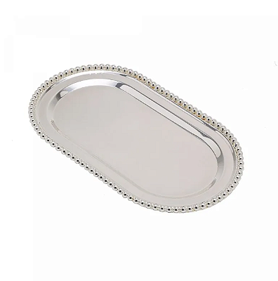 Bandeja Oval Balls de Zamac Niquelado 23x13x1cm Wolff