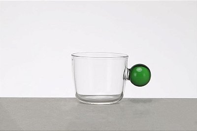 Jogo de 6 Peças Xícara Em Vidro Com Alça Verde