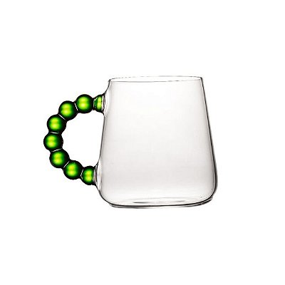 Jogo de 6 Peças Caneca Em Vidro Com Alça Verde