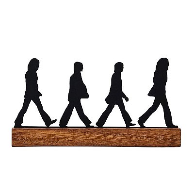 Escultura De Mesa Em Metal Beatles Abbey Road 20cm