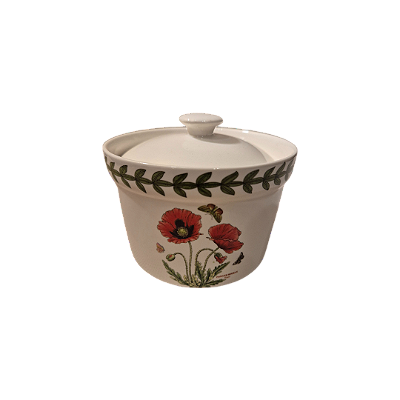 Pote De Cerâmica Hermético Le Jardin 400ml Branco Com Flores
