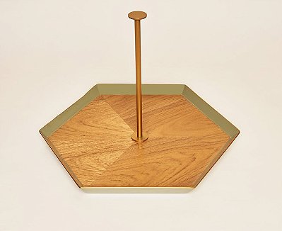 Bandeja Em MDF L Vintage Geo Verde e Dourado