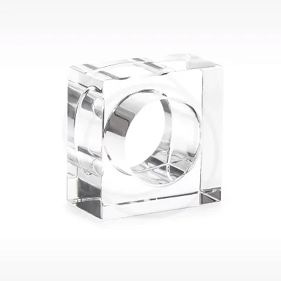 Anel Para Guardanapo De Acrílico Quadrado Crystal Transparente