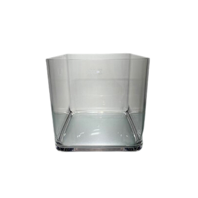 Vaso De Policarbonato Quadrado Base Arredondada Transparente G