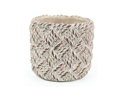 Cachepot De Cimento Com Detalhe Tramado Bege