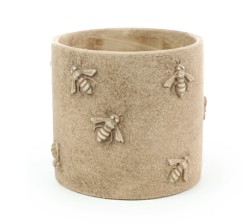Cachepot De Cimento Com Detalhe Abelha P Marrom