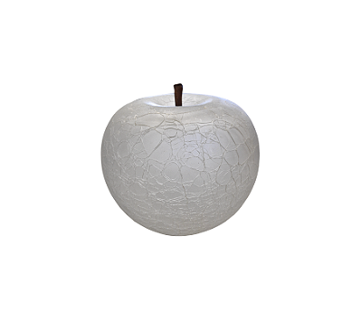 Maçã Decorativa Em Vidro Branco 26x29cm