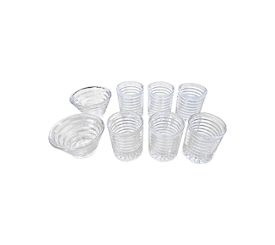 Conjunto De 2 Bowls e 6 Copos Em Cristal Lodz Transparente