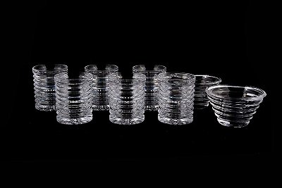 Conjunto De 2 Bowls e 6 Copos De Cristal Lodz Transparente