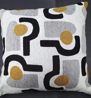 Almofada Vista Ju Branco Com Preto e Dourado 45x45cm