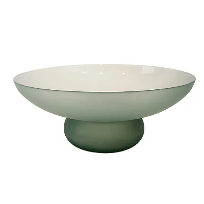 Centro De Mesa De Vidro Verde Fosco 36x16cm