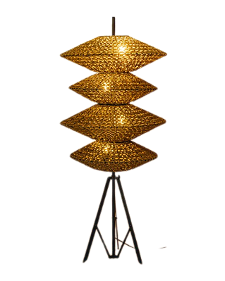 Luminária Em Coluna Formato Ovni De Crochê 1,65x0,7m