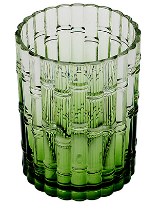 Jogo De 6 Peças De Copos Baixos Em Acrílico Com Detalhe Bambu e Degradê Verde 414ml