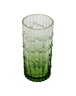 Jogo De 6 Peças De Copos Altos Em Acrílico Com Detalhe Bambu e Degradê Verde 590ml