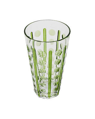 Jogo De 6 Peças De Copos Altos Em Acrílico Com Detalhe Bola Com Listra Verde 630ml