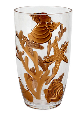 Jogo De 6 Peças De Copos Altos Em Acrílico Com Detalhe Fundo Do Mar Transparente 680ml