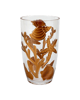 Jogo De 6 Peças De Copos Altos Em Acrílico Com Detalhe Fundo Do Mar Transparente 680ml