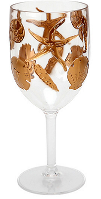 Jogo De 6 Peças De Taças Em Acrílico Com Detalhe Fundo Do Mar Transparente 474ml