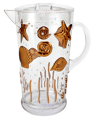 Jarra De Acrílico Com Detalhe Fundo Do Mar Transparente 2,3L