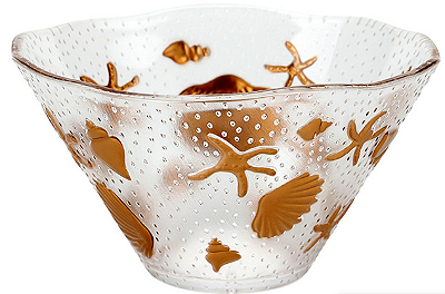 Jogo De 6 Peças De Bowl Em Acrílico Com Detalhe Fundo Do Mar Transparente 17,5x9,5cm