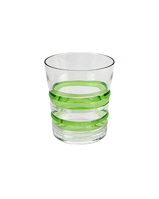 Jogo De 6 Peças De Copos Baixos Em Acrílico Com Detalhe Listras Verdes 414ml