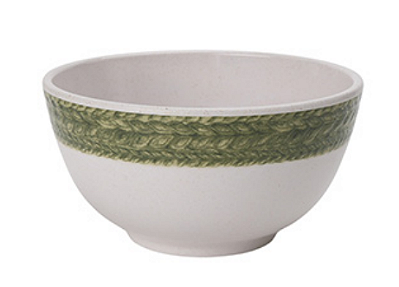 Jogo De 6 Peças De Bowl Em Resina Com Borda Verde Branco 15,6x8cm
