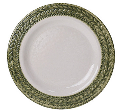 Jogo De 6 Peças De Pratos De Sobremesa Em Resina Com Borda Verde Branco 22cm