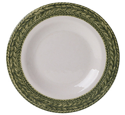 Jogo De 6 Peças De Pratos De Sobremesa Em Resina Com Borda Verde Branco 28cm