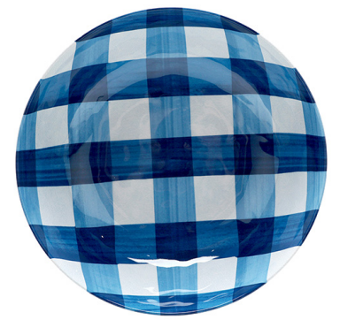 Saladeira De Resina Com Desenho Em Xadrez Azul 30cm