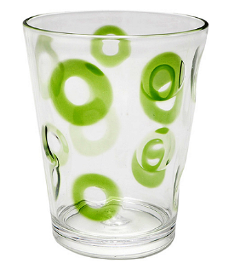 Jogo De 6 Peças De Copos Em Acrílico Com Textura Círculo Transparente e Verde 500ml