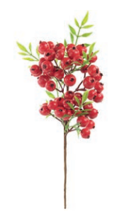 Galho Decorativo Com Frutas e Folhas Curto Vermelho 30cm